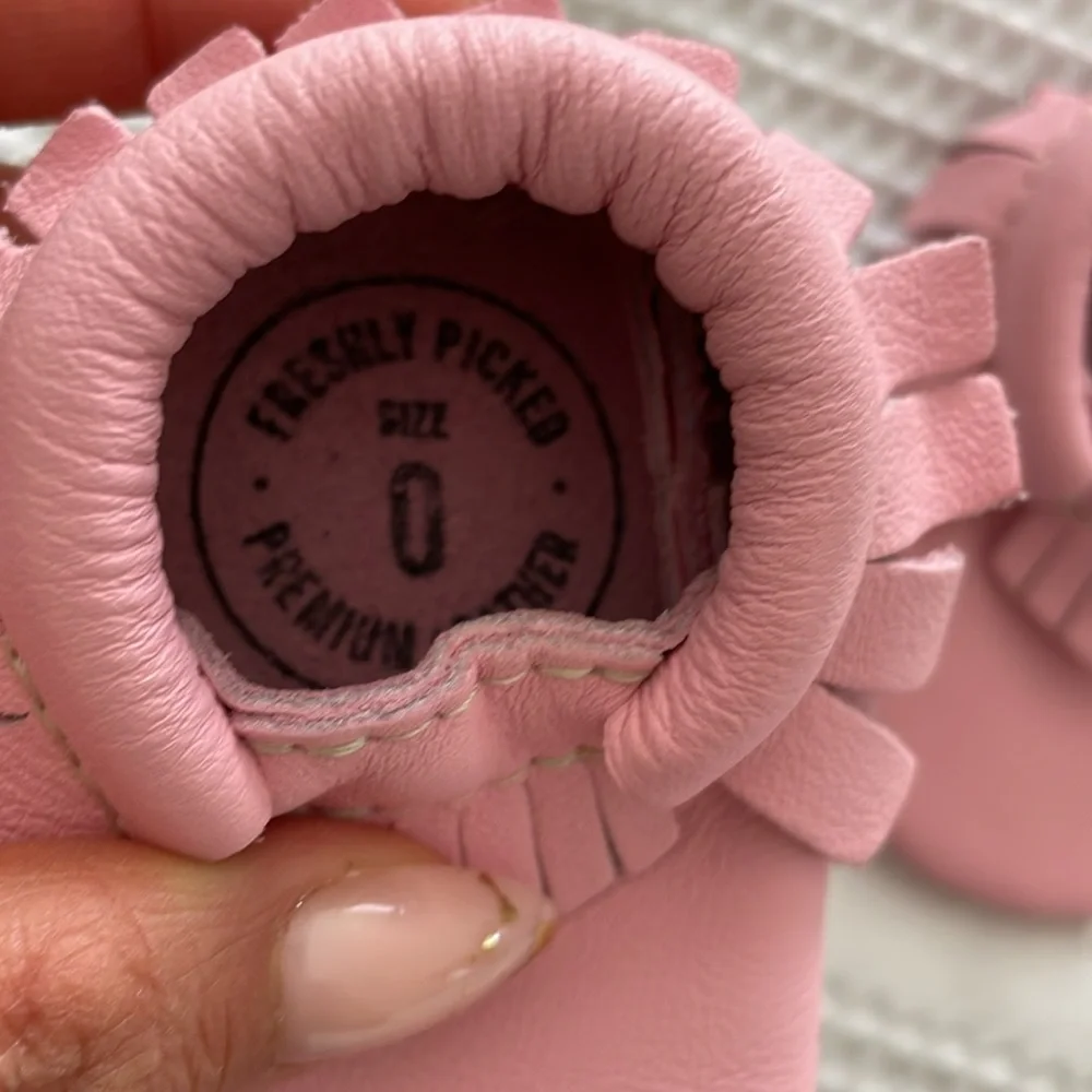 Freshly Picked Newborn baby girl pink moccasin